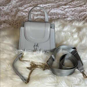 Zara Gray Mini Bag with Gold Hardware
